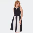 Voodoo Vixen Retro 60s Black/White Stripe Flare Dress DRA10000