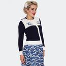 Voodoo Vixen Nautical Wave Retro 50s Knit Cardigan