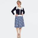 Voodoo Vixen Nautical Wave Retro 50s Knit Cardigan