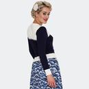 Voodoo Vixen Nautical Wave Retro 50s Knit Cardigan