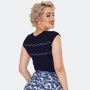 Voodoo Vixen Nautical Waves Embroidered Sweater 