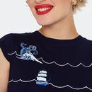 Voodoo Vixen Nautical Waves Embroidered Sweater 
