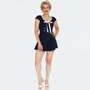 Voodoo Vixen Bow & Button Nautical 1950s Playsuit