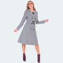 Voodoo Vixen Retro Mod 60s Womens Houndstooth Trench Coat CTA1275