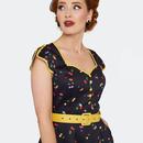 Voodoo Vixen Rainbow Cherry Print 50s Flare Dress 