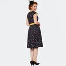 Voodoo Vixen Rainbow Cherry Print 50s Flare Dress 