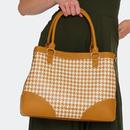 Voodoo Vixen Retro Houndstooth Large Tote Bag in Brown BGA4152