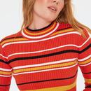 Voodoo Vixen 70s Orange Striped Turtleneck Sweater