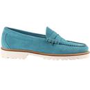 bass weejuns larson suede penny loafers light blue
