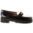 bass weejuns womens 2 tone leather penny loafers black/white