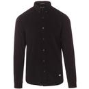 Weekend Offender Belem Men's Retro Mod Needle Cord Button Down Shirt in Black