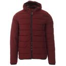 Weekend Offender La Guardai Retro 90s Quilted Hooded Terrace Jacket in Burgundy