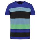 weekend offender little italy stripe print tee electric blue
