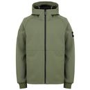 Weekend Offender Stipe Retro 90s Hooded Softshell Jacket in Green Clay