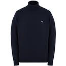 Weekend Offender Sucre Retro Mod Knitted Roll Neck Jumper in Navy