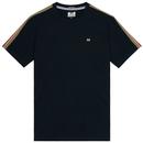 Weekend Offender Taruffi Retro Stripe Taped Sleeve T-shirt in Navy