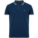 Weekend Offender Viverno Retro Mod Twin Stripe Tipped Polo Shirt in Dragonfly