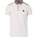 weekend offender mens costa gingham pattern collar polo tshirt white