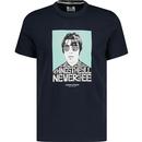 weekend offender mens forever oasis retro print graphic crew neck tshirt navy