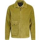 weekend offender mens vinnie retro jumbo cord zip through overshirt castle green