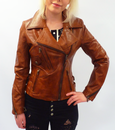 Rebecca - Retro 70s Indie Leather Biker Jacket (T)