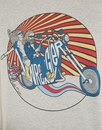 Luke WRANGLER Men's Retro 70s Biker Print Tee Grey
