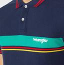 WRANGLER Men's Retro Colour Block Polo Top (Navy)