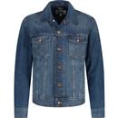 wrangler mens retro 70s classic denim trucker jacket mid blue stone wash