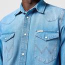 WRANGLER Retro 70s Light Blue Denim Western Shirt