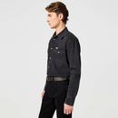 WRANGLER Retro 70s Rinse Black Denim Western Shirt