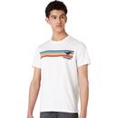 Wrangler Explorer Retro 70s Rainbow Stripe Crew Neck T-shirt in Off White