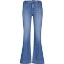 wrangler womens front pockets flared leg jeans raven mid blue
