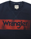 WRANGLER Retro 1970s Vintage Logo Sweatshirt NAVY