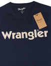 WRANGLER Retro 70s Classic Logo Crew T-Shirt NAVY 