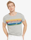 WRANGLER Men's Retro 70s Rainbow Logo T-Shirt Grey