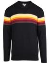 WRANGLER Retro 1970s Rainbow Stripe Knitted Jumper