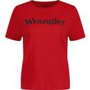 wrangler womens regular fit logo print crew neck tshirt formula red