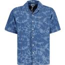 wrangler mens tie dye pattern denim resort shirt peaceful days mid blue