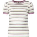 LEE Women's Retro 70s Ribbed Stripe T-shirt (Plum)