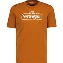 wrangler mens retro 80s live it to the limit slogan print crew neck tshirt nutmeg brown