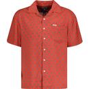 wrangler mens star print chest pocket short sleeve resort shirt paprika red
