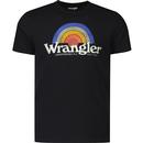 wrangler mens sunrise distressed logo print tshirt black
