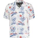 wrangler mens surf theme print chest pocket short sleeve resort shirt worn white