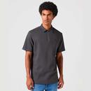 Wrangler Textured Waffle Rugby Polo Shirt in Faded Black