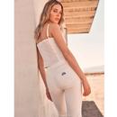 Wrangler Retro 70s Flare Worn White Denim Jeans 