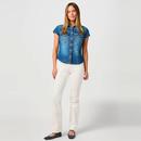 Wrangler Retro 70s Flare Worn White Denim Jeans 