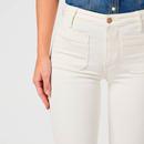 Wrangler Retro 70s Flare Worn White Denim Jeans 