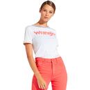 Wrangler Women's Retro 70s Kabel logo Ringer T-shirt in White