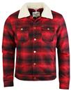 WRANGLER Retro Mod Wool Check Trucker Jacket RED