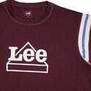 LEE Mens Worker Logo Varsity Stripe T-shirt MAROON